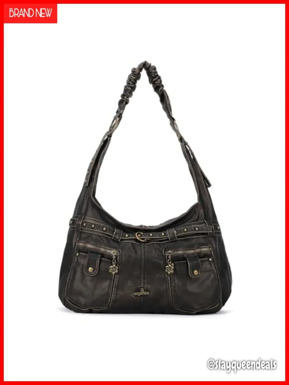 Faux Leather Hobo Shoulder Bag Large Multi-Pocket Tote Handbag